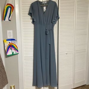 Boutique Dusty Blue Wrap Dress